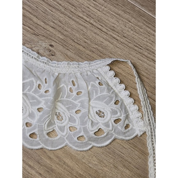 Vintage-Inspired Eyelet Lace Jabot Collar Tie-On White Cotton Prairie - Picture 4 of 8
